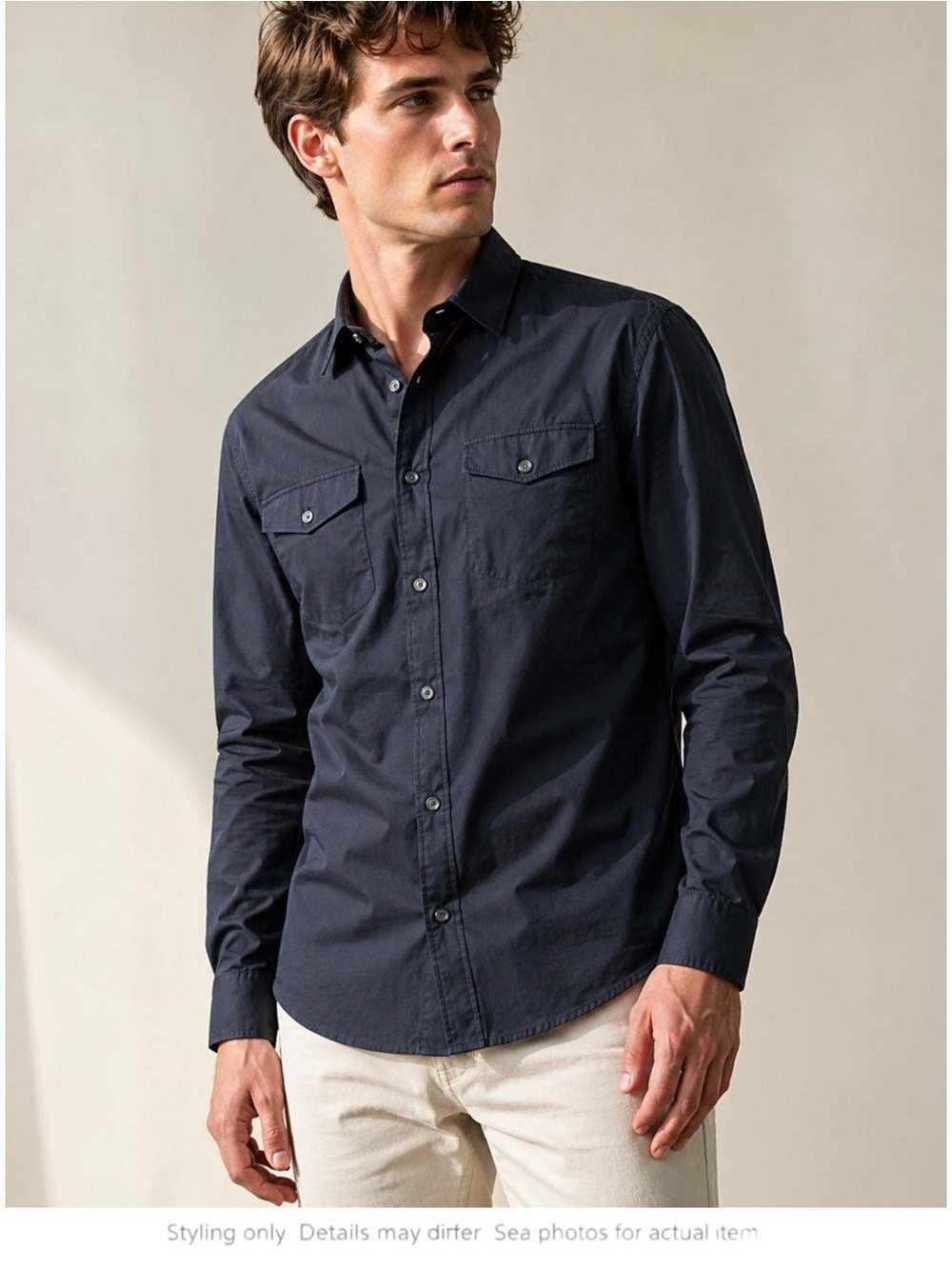7 Diamonds Utility Button Down Shirt Dark Indigo Structured Cotton